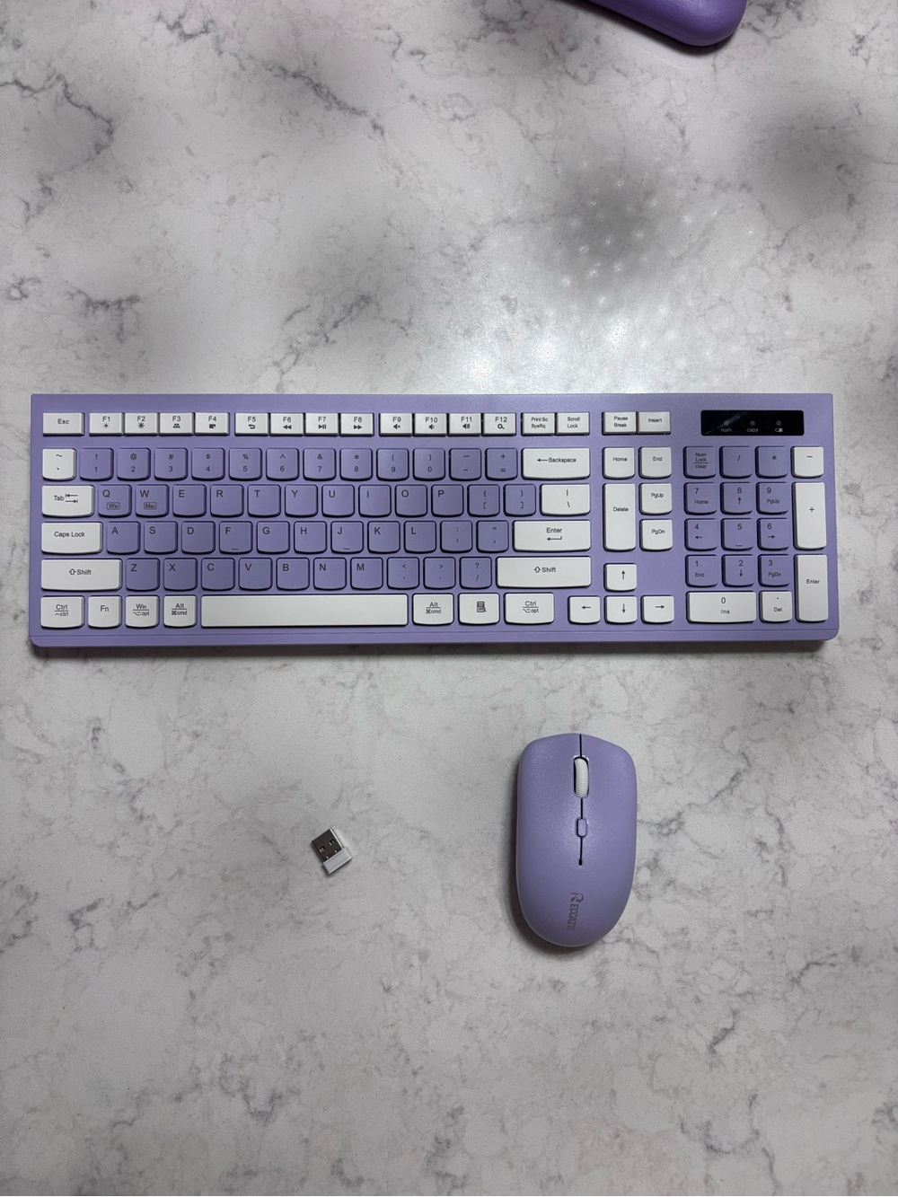 Wireless Keyboard and Mouse Combo - Purple & White, 2.4 G
